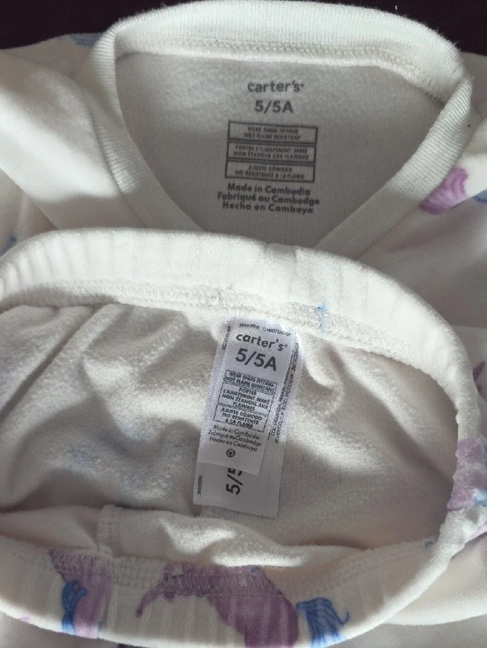 NWOT Girls White Unicorn Print Pajama Set - Fleece Lined Long Sleeve Top & Pants